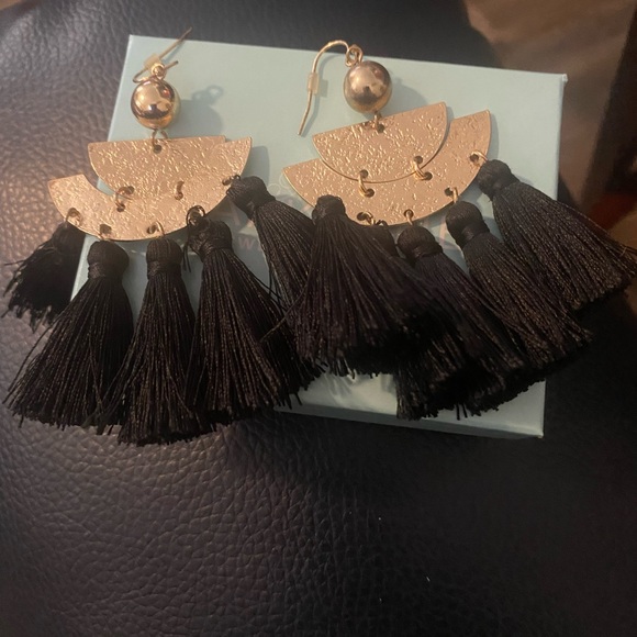 Gold and black multi tassle earrings- Never worn - Picture 1 of 1